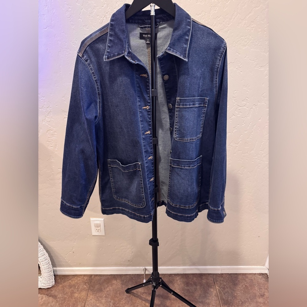 Oversized Well Worn Dark Blue Denim Jacket